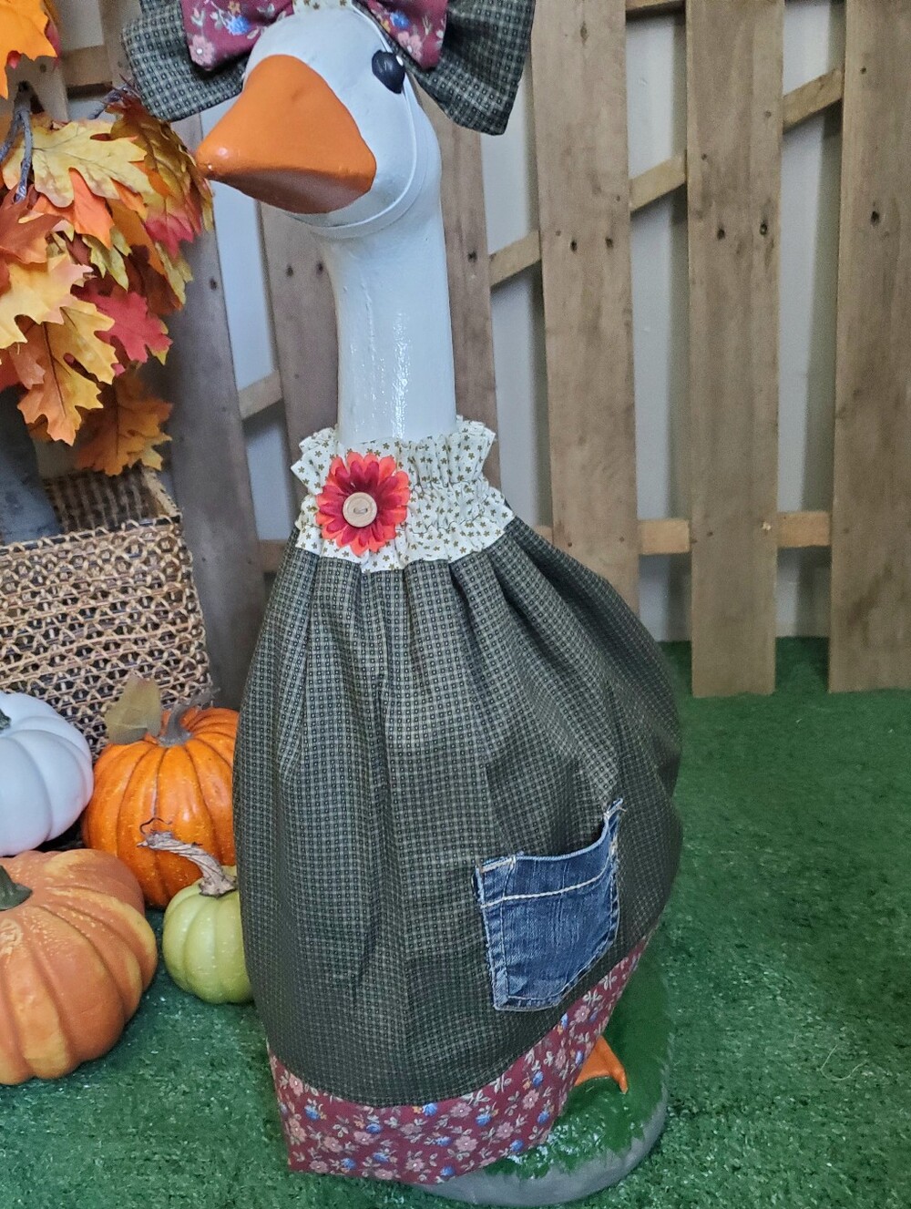 23" Porch Goose Fall Dress & Bow Set - Picture 8 of 10